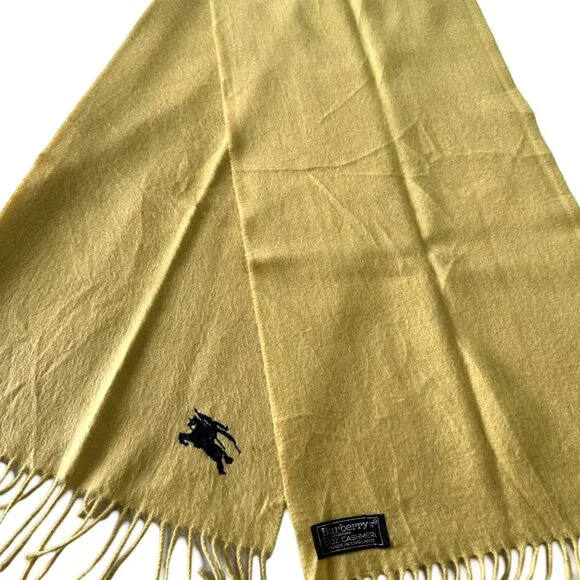 Burberrys Vintage Scarf Beige 100% Cashmere Unisex Scarf Made In England - Picture 2 of 8